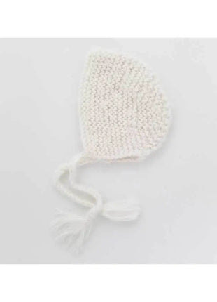 White Angora Knit Bonnet