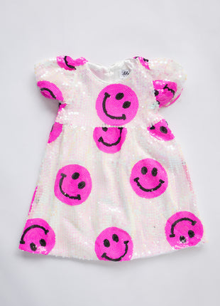 Pink Sequin Emoji Dress
