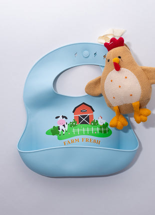 Farm Bib and Rattle Set