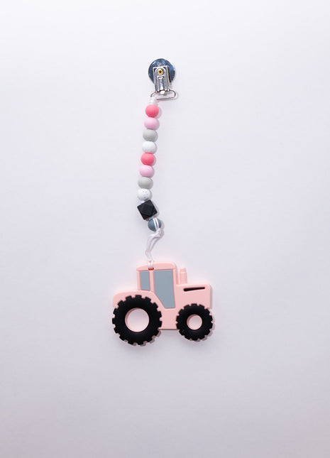 Tractor Teething Clip: Teether W/Clip