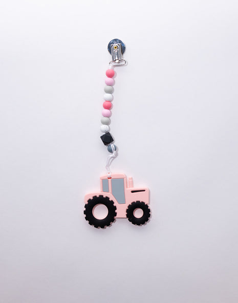 Tractor Teething Clip: Teether W/Clip