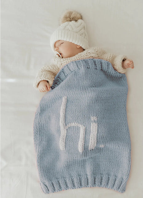 Surf Blue “hi.” Blanket