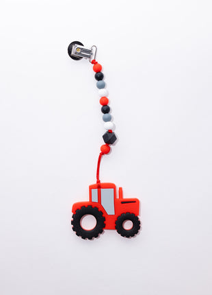 Tractor Teething Clip: Teether W/Clip