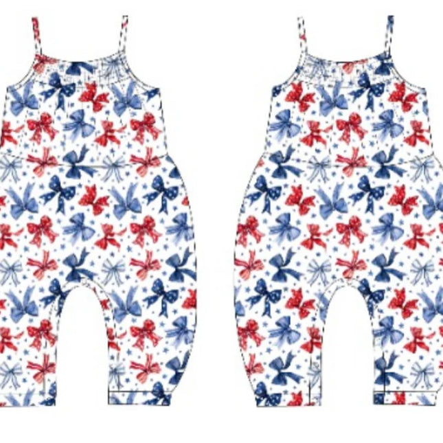 Snugglebums Red, White, and Bows Jumpsuit