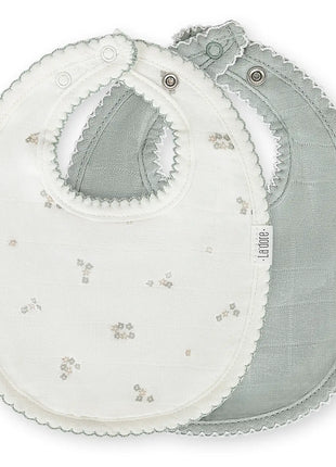 Adora baby Muslin baby bibs, soft cotton teething bibs for infant drips, drools, and feedings, waterproof, fit for newborn baby, 2-pack mini flower sage