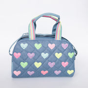 Heart Quilted Denim Duffle