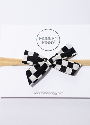 Checkered Hand Tied Nylon Headband