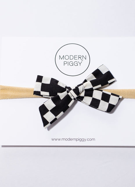 Checkered Hand Tied Nylon Headband