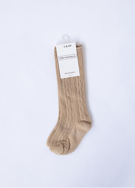 Vanilla Cable Knit Knee High Socks