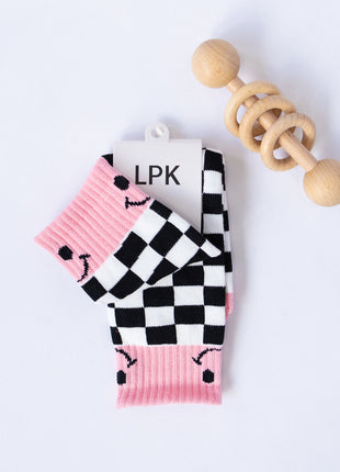 Checkered Smiley Socks