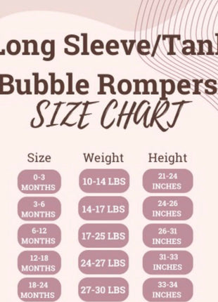 Snugglebums Bubble Romper Size Chart