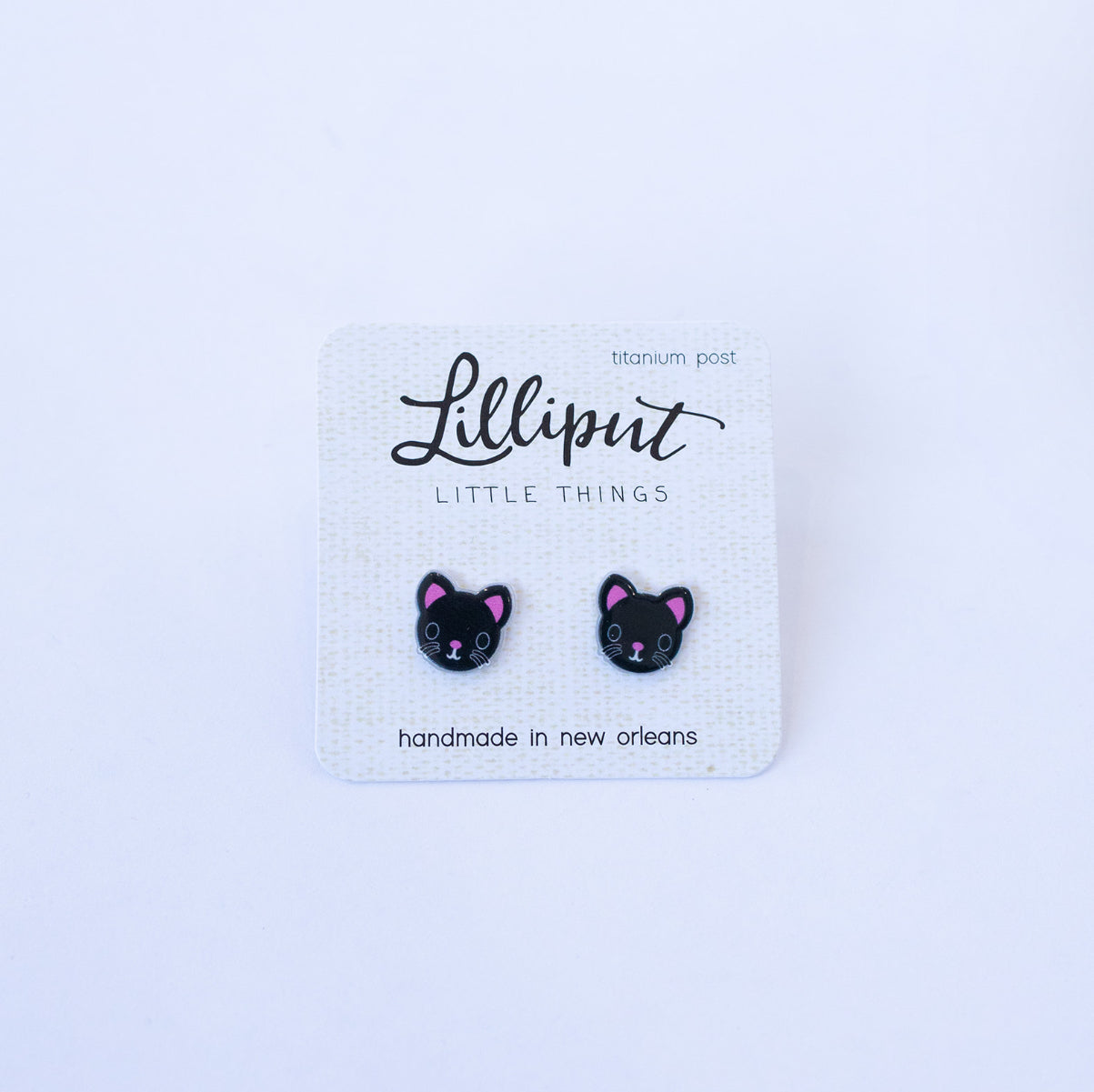 Lilliput Little Things Black Kitty Cat Earrings