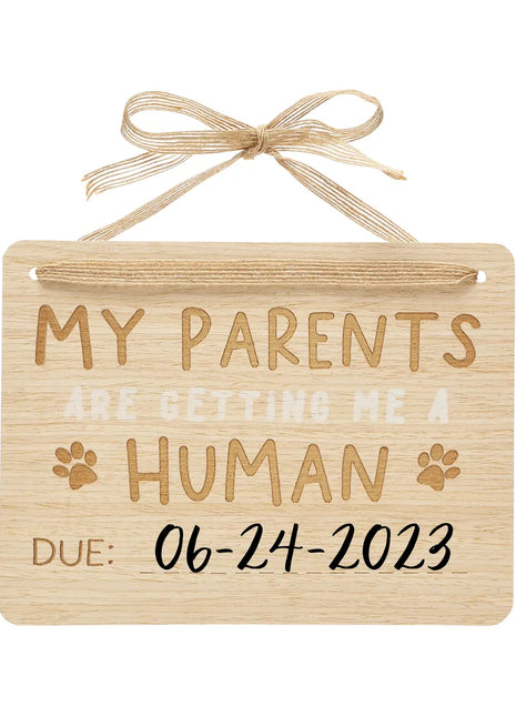 Wooden Pet Pregnancy Announcement Sign