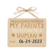 Wooden Pet Pregnancy Announcement Sign