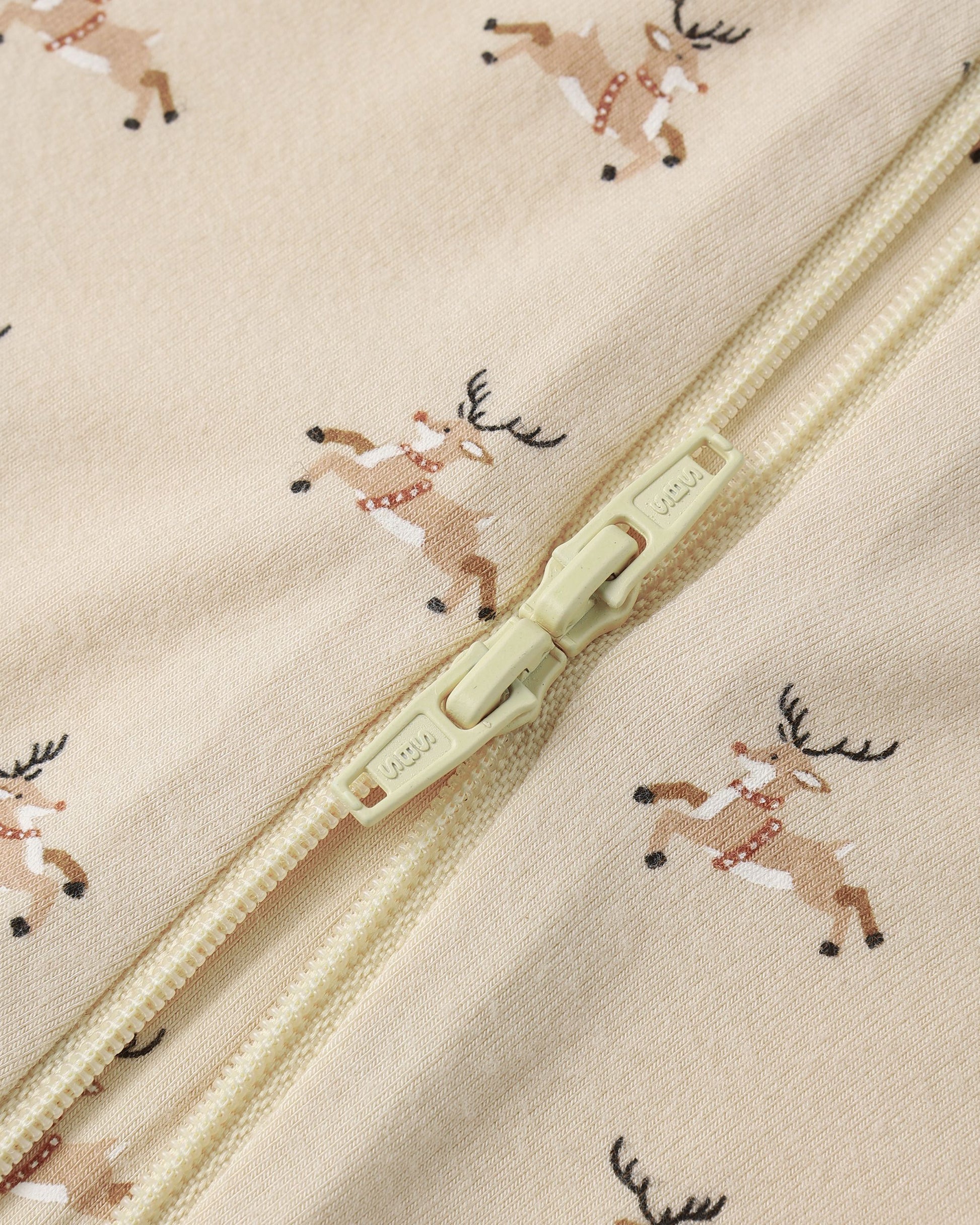 Quincy Mae Bamboo Zip Footie || Reindeer Details