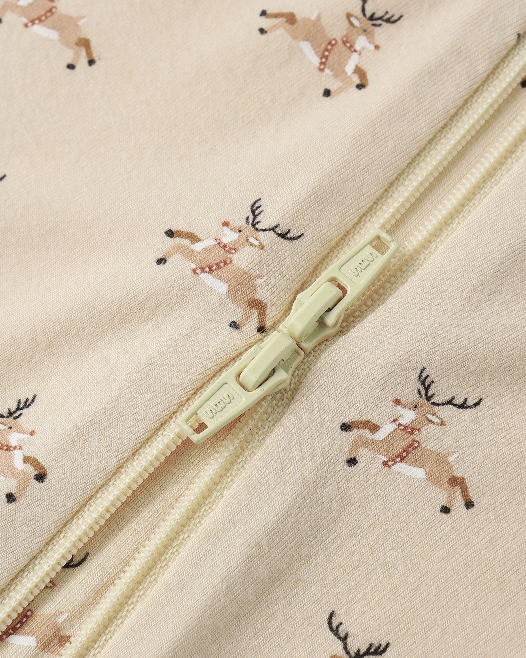 Quincy Mae Bamboo Zip Footie || Reindeer Details