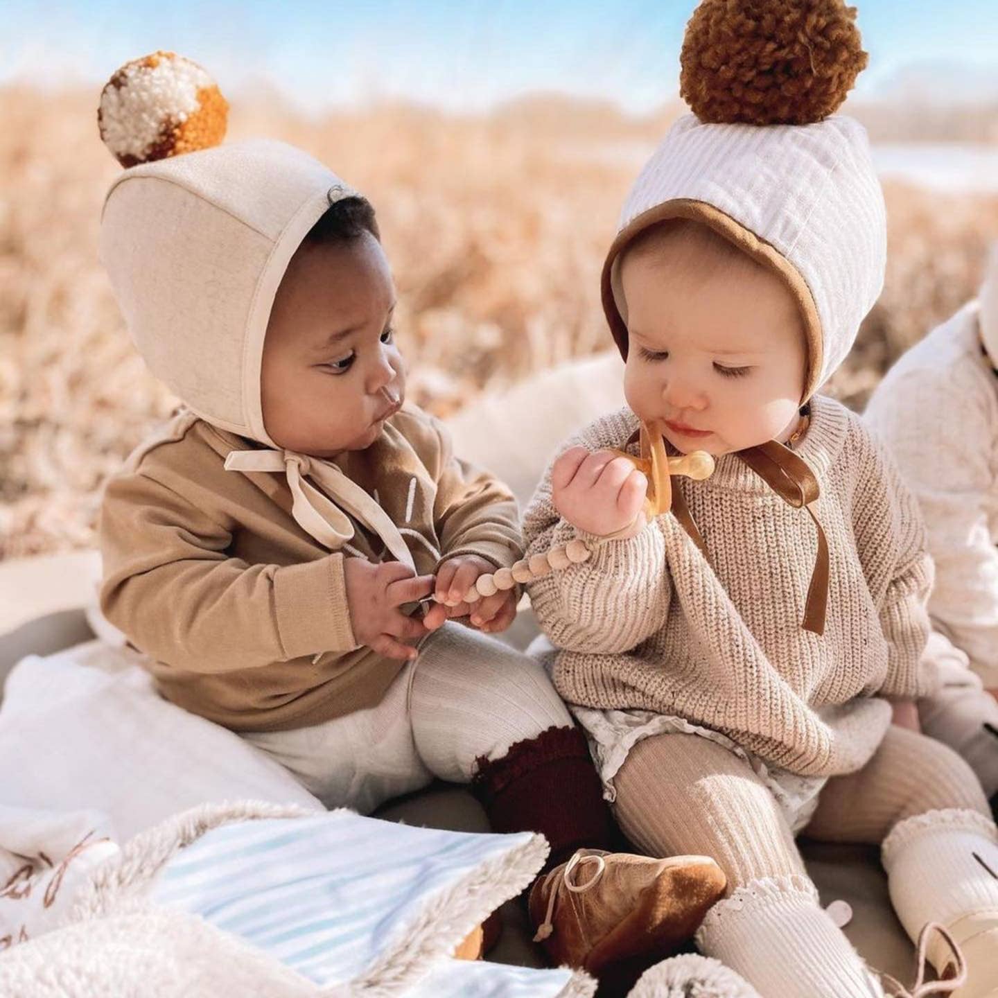 Models Using Ali+Oli Silicone Pacifier Clip (Beech Wood)
