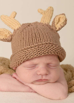 Model Wearing Huggalugs Newborn Buck Beanie Hat