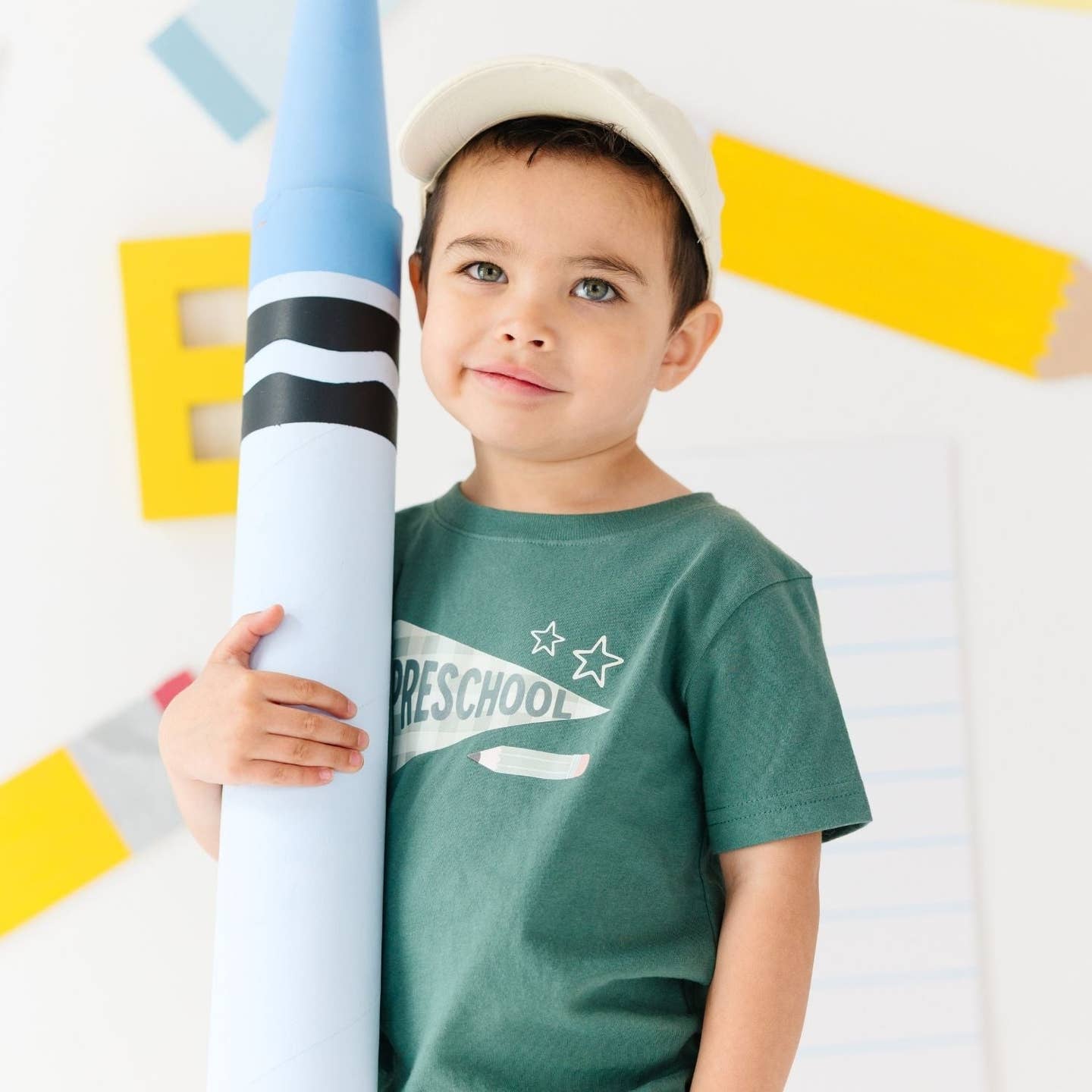 Model Wearing Sweet Wink Preschool Pennant Short Sleeve T-Shirt - Boys Clothing