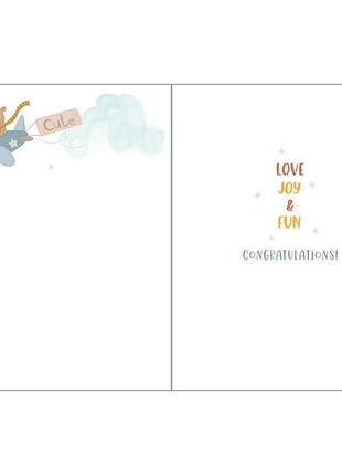 Gina B Designs Baby Greeting Card - Baby Boy Airplanes Inside 
