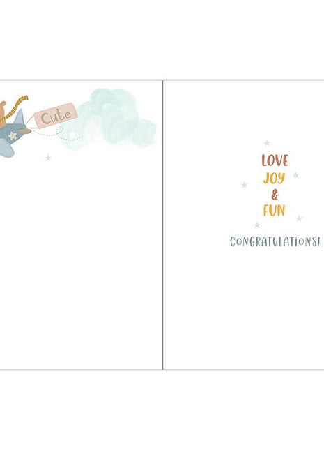 Gina B Designs Baby Greeting Card - Baby Boy Airplanes Inside 