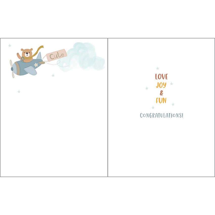 Gina B Designs Baby Greeting Card - Baby Boy Airplanes Inside 