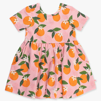 Rufflebutts + Rugged butts Girls Orange You the Sweetest Short Sleeve Knit Twirl Dress Front 
