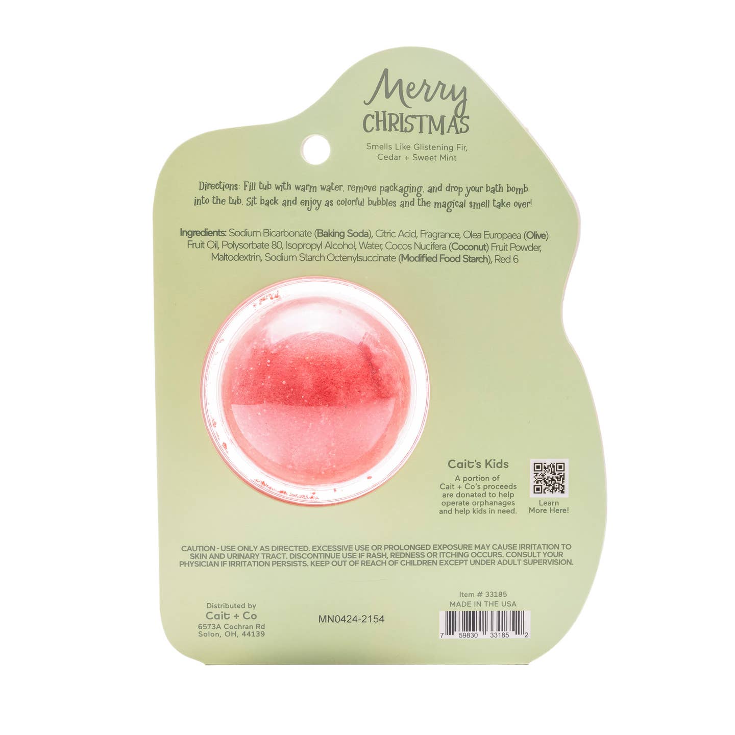 Cait + Co Christmas Tree Clamshell Bath Bomb - Merry Christmas