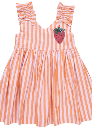 Pink Chicken Girls Via Dress - Orange Pink Stripe Front 