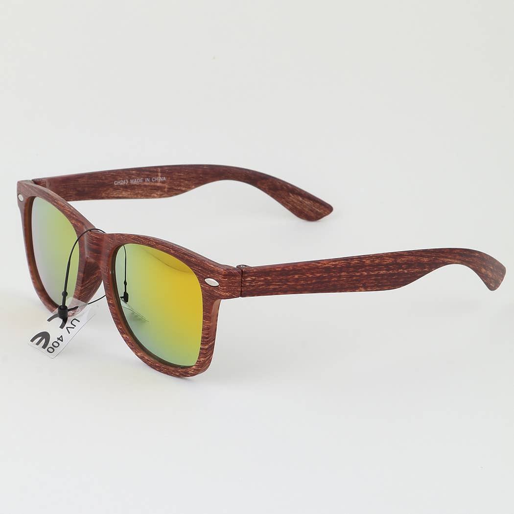 3AM by H&D Accessories Kids Modern Streak Wayfarer Sunglasses - Dark Wood