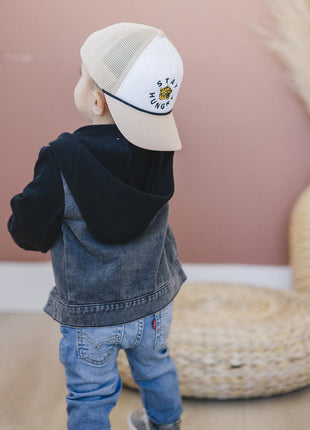 Model Wearing Cash & Co Stay Hungry Hat 