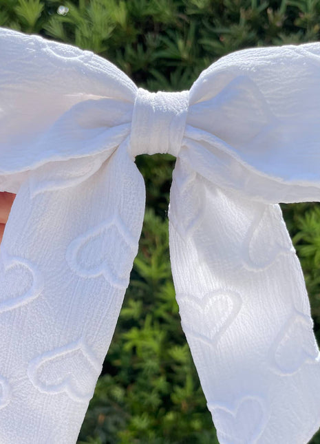 Little Lemon White Hearts Bow