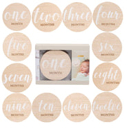 Kate & Milo Wooden Monthly Milestone Photo Props Discs, White Script
