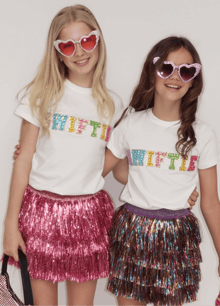 Models Wearing Lola & The Boys Rainbow Crystal SWIFTIE T-shirt