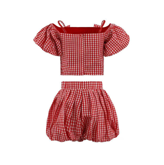 Lola And The Boys Plaid Bow Bubble Skort Set Back