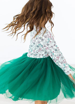 Model Wearing Mila & Rose Mints & Mistletoe L/S Tutu Dress