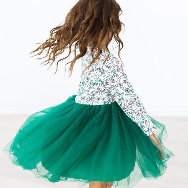 Model Wearing Mila & Rose Mints & Mistletoe L/S Tutu Dress