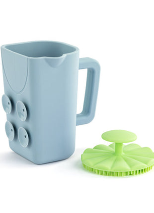 Demdaco Green Bathtime Brush + Blue Cup
