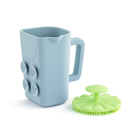 Demdaco Green Bathtime Brush + Blue Cup