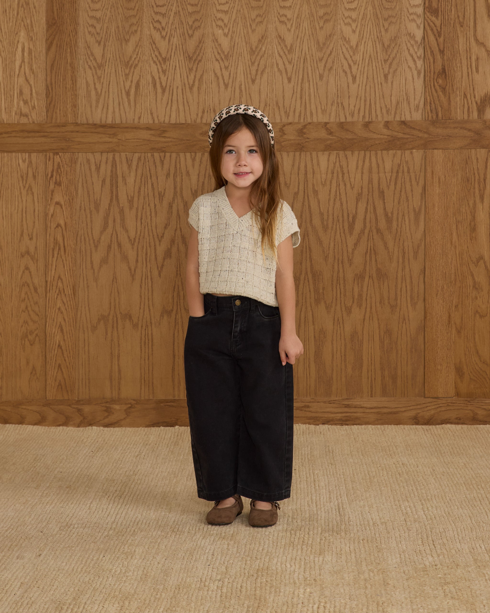 Model Wearing Rylee + Cru Straight Leg Pant || Washed Black