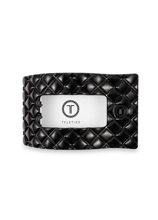 Teleties Flat Rectangle Hair Clip | Small | Jet Black Quilted
