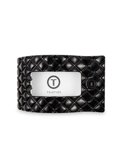Teleties Flat Rectangle Hair Clip | Small | Jet Black Quilted