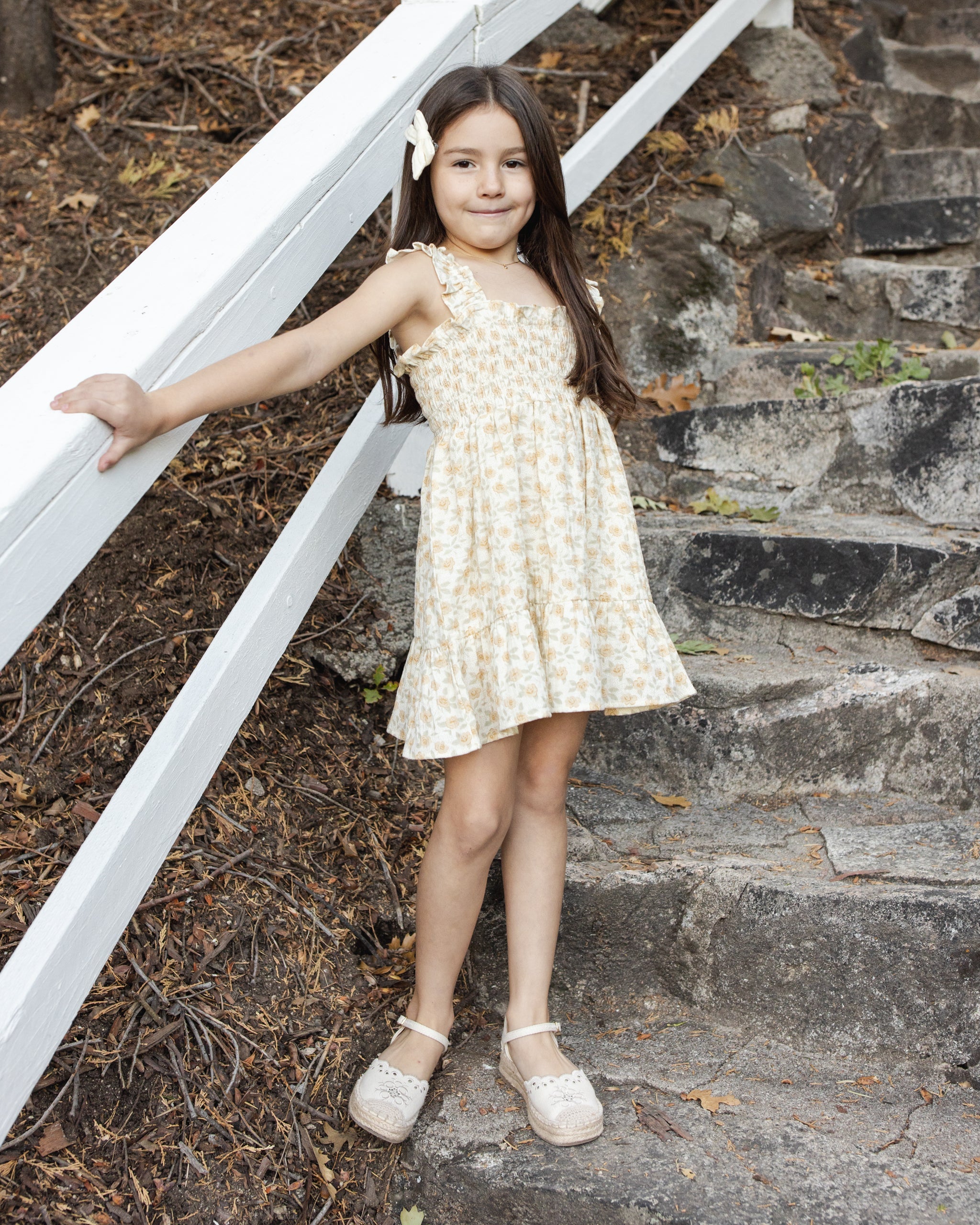 Model Wearing Rylee & Cru Sutton Dress || Yellow Floral