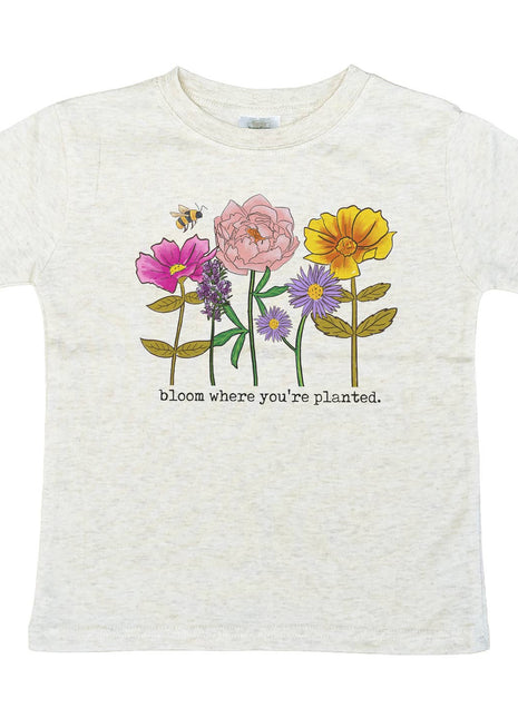 Barefoot Baby "Bloom Where You're Planted" Toddler Youth Flower Shirt Girl