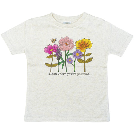Barefoot Baby "Bloom Where You're Planted" Toddler Youth Flower Shirt Girl