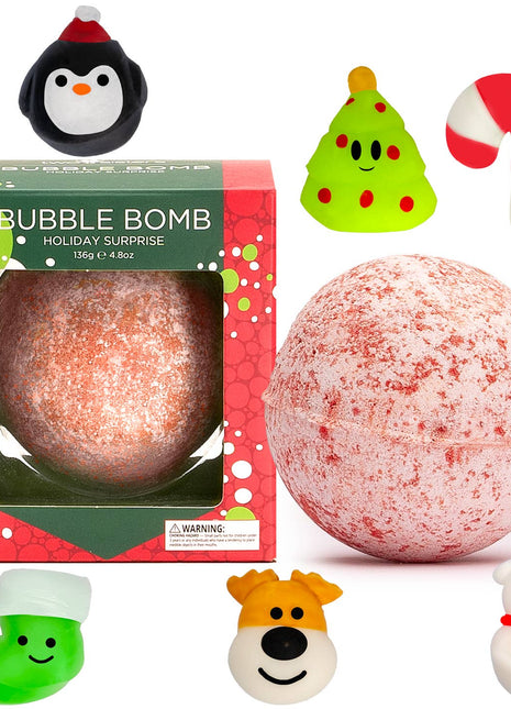 Two Sisters Spa 1 Pack Christmas Bath Bombs For Kids with Toy Surprises