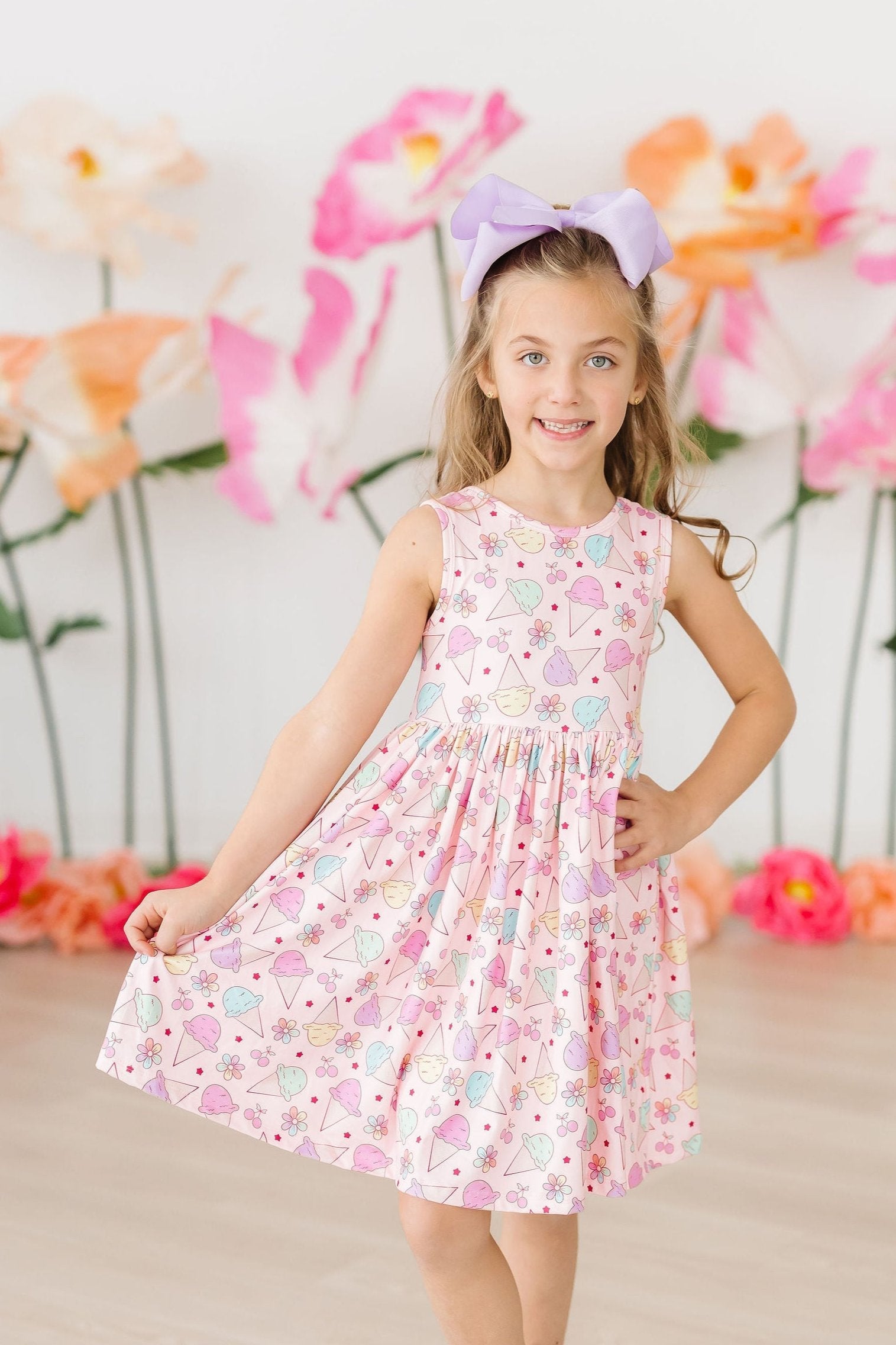Model Wearing Mila & Rose Ice Cream & Shout Tank Twirl Dress