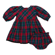 Pink Chicken Baby Girls Maribelle Dress Set - Red Tartan Front 