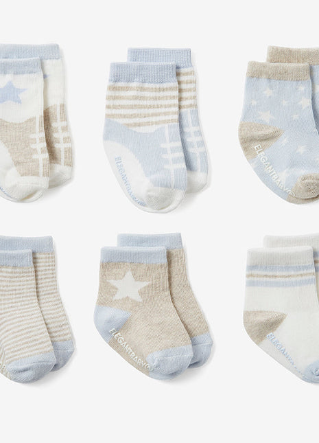 Elegant Baby Baby Blues Non Slip Socks 6pk