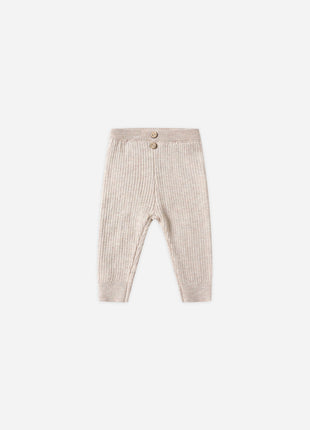 Quincy Mae Rib Knit Legging || Heathered Oatmeal Front
